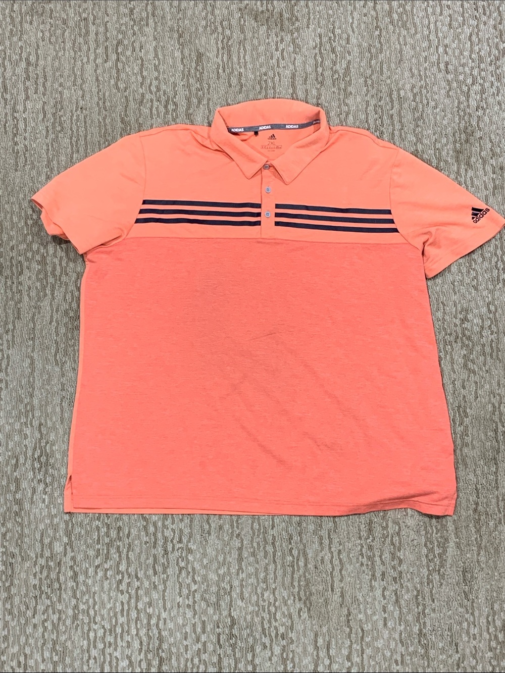 adidas Coral Polo with Navy Chest Stripes (408)